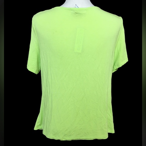 WD-NY Lime Green Draped Stretch Rayon T Shirt New With Tags L - Picture 6 of 7